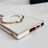 Magsafe Magnetic Ring Holder Plating Silicone Case For Samsung Galaxy S23 S22 Ultra Plus