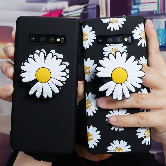 3D Daisy Stand Holder Soft Case For Samsung Galaxy S20 S10 Note 10 Series