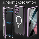 Magnetic Magsafe Case 360° Full HD Glass Metal Alloy Frosted Case For Samsung Galaxy S23 S22 S21 series