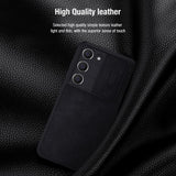 Flip Leather Card Slot Case with Slide Camera Cover For Samsung S23 Ultra Plus