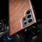 Luxury Vintage PU Leather + Soft TPU Edge Case for Galaxy S23 Ultra Plus