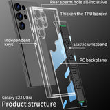 Shockproof Transparent Hard PC Soft TPU Case with Wristband For Samsung Galaxy S23 series