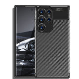 Luxury Business Ultra Thin Carbon Fiber TPU Silicone Edge Shockproof Case for Samsung Galaxy S23 Ultra Plus