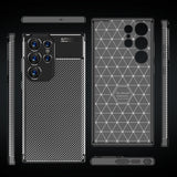 Luxury Business Ultra Thin Carbon Fiber TPU Silicone Edge Shockproof Case for Samsung Galaxy S23 Ultra Plus