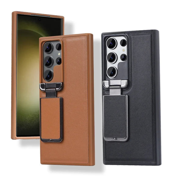 Business Leather Stand Holder Kickstand Camera Lens Flip Case For Samsung Galaxy S24 S23 Ultra Plus