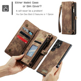 Detachable PU Leather Card Holder Wallet Case With Wristband For Samsung Galaxy S24 S23 S22 Ultra Plus