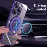 Colorful Electroplated Magnetic Ring Bracket Transparent Shockproof Case For iPhone 14 13 12 series