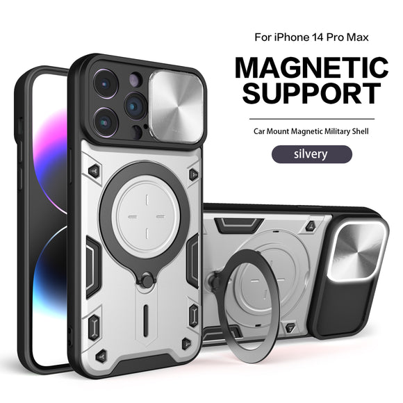 Luxury Magnetic Rotate Ring Bracket Holder Camera Slide Shockproof Case For iPhone 14 13 12 Series