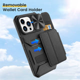 Leather Wallet Card Holder Case With Slide Lens For iPhone 14 Series