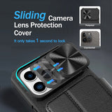 Leather Wallet Card Holder Case With Slide Lens For iPhone 14 Series