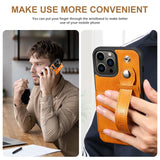 PU Leather Wallet Flip Stand Card Slot Wallet Case with Wrist Strap For iPhone 15 series