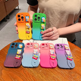 Dual Colour Gradient Wave Case With Wristband For iPhone 14 13 12 series