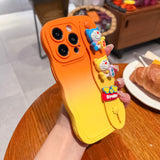 Dual Colour Gradient Wave Case With Wristband For iPhone 14 13 12 series