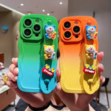 Dual Colour Gradient Wave Case With Wristband For iPhone 14 13 12 series