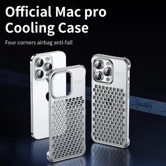 Metal Aluminum Alloy Ultra Thin Heat Dissipation Anti Fall Airbag Case For iPhone 15 14 series
