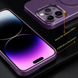 Fiber Carbon Fiber Texture Magnetic Charge Electroplated TPU Case For iPhone 15 14 13 12 series
