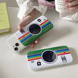 Rainbow Camera Pattern Lens Protection Slide Hard Back Case For iPhone 14 13 12 series