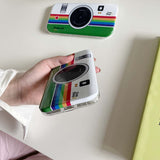Rainbow Camera Pattern Lens Protection Slide Hard Back Case For iPhone 14 13 12 series