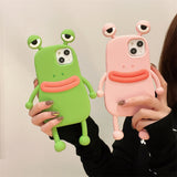 Funny Cartoon Stereoscopic Frog Cute Monster Soft Case For iPhone 14 13 12 series