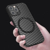 Carbon Fiber TPU Frame Magnetic Shockproof Armor Case for iPhone 15 14 13 series