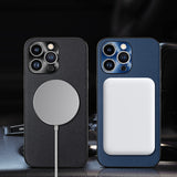 Leather Magsafe Magnetic Wireless Camera Protection Case for iPhone 14 13 12 series