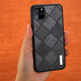 Genuine Leather Rhombus Grain All-Inclusive Thick Anti-Fall Case For Apple iPhone 11 Pro Max X XS Max XR