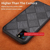 Genuine Leather Rhombus Grain All-Inclusive Thick Anti-Fall Case For Apple iPhone 11 Pro Max X XS Max XR