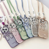 Glitter Bear Shoulder Strap Camera Stand Holder Case for iPhone 14 13 12 series