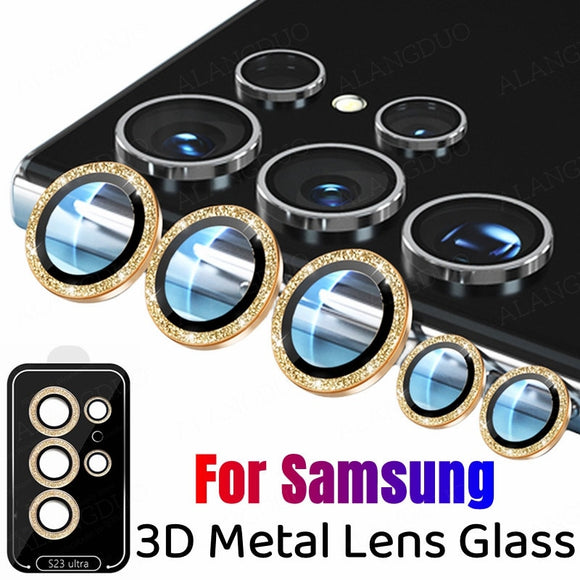Glitter Camera Protector Metal Lens Ring Glass For Samsung S23 S22 Ultra Plus