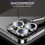 Glitter Diamond Tempered Glass Camera Metal Ring for iPhone 14 13 12 series