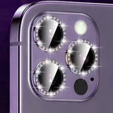 Glitter Diamond Tempered Glass Camera Metal Ring for iPhone 14 13 12 series