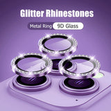 Glitter Diamond Tempered Glass Camera Metal Ring for iPhone 14 13 12 series