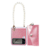 Glitter Pearl Bracelet Chain Cards Slot Wallet Case for Samsung Galaxy Z Flip 4 3