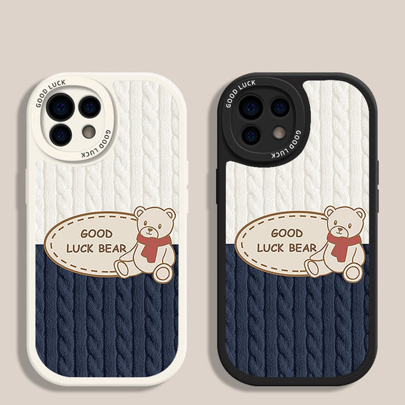 Good Luck Bear Frosted Shock Resistant Case For iPhone 14 13 12 series