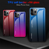 Gradient Painted Anti-fall Case Tempered Glass Cover For iPhone 11 Pro Max