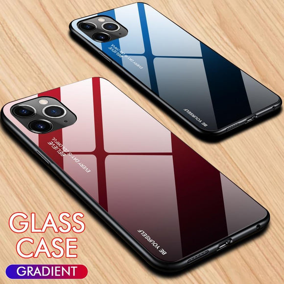 Gradient Painted Anti-fall Case Tempered Glass Cover For iPhone 11 Pro Max