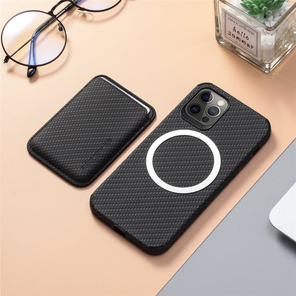 Magnetic Magsafe Leather Carbon Texture Soft Case for iPhone 13 12 11 Series