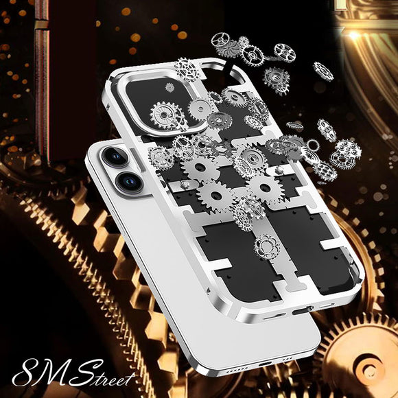 Heavy Duty Mechanical Gear Metal Armor Case For iPhone 14 13 12 series