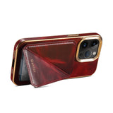 High End Business Retro Oil Wax Leather Electroplating Cases For iPhone 15 14 13 12 series