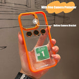 Hollow Fliping Lens Bracket Transparent Acrylic Shockproof Case for iPhone 14 13 12 series