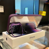 Hollow Fliping Lens Bracket Transparent Acrylic Shockproof Case for iPhone 14 13 12 series