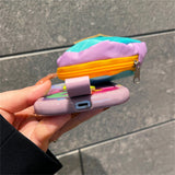 Cute Gradient Colorful Soft Purse Case With Crossbody Lanyard For iPhone 15 14 13 12 series