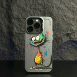 Cool Dog Cat Colored Cartoon Graffiti Case For iPhone 15 14 13 series