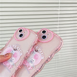 Loving Kittens Lucky Cute Club Pink Heart Transparent Soft Case For iPhone 14 13 12 series