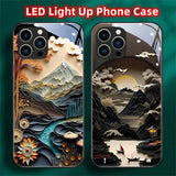 Japan Mount Fuji Natural Landscape Sound Control LED Flash Cases For iPhone 15 14 13 series