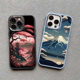 Japanese Aesthetic Mount Fuji Nature Landscape Silicone Soft TPU Case For iPhone 15 14 13 series