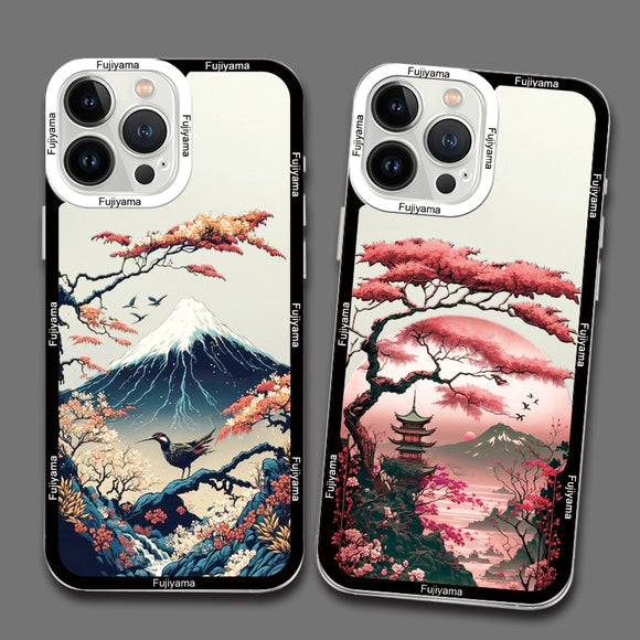 Japanese Aesthetic Mount Fuji Landscape TPU Case For iPhone 14 13 12 series
