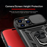 Slide Camera Lens Protection Ring Holder KickStand Shockproof Case for iPhone 15 14 13 12 Series