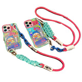 Cute Graffiti Crossbody Lanyard Soft Silicone Case For iPhone 14 13 12 series