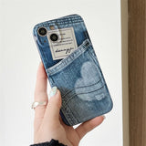 Denim Blue Letter Tassel Pendant Shockproof Girl Soft Silicone Case For iPhone 14 13 12 series